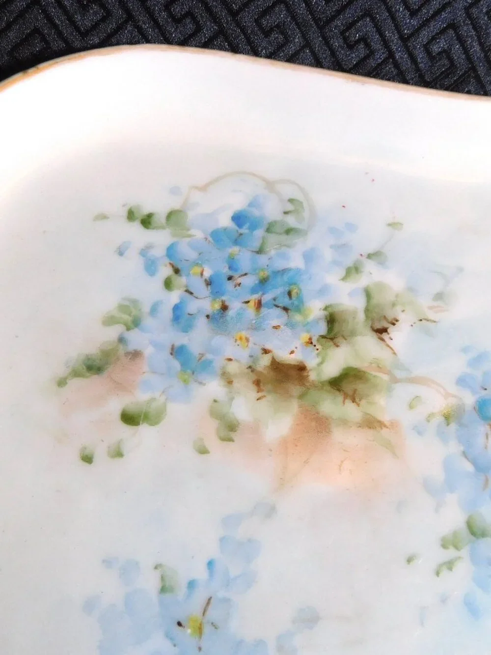 Signed MZ Austria Blue Floral Vanity Tray # 24782